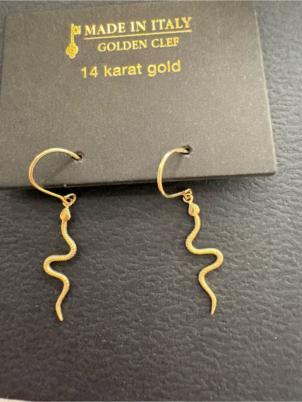 14K Gold Snake Drop Earrings - Gold